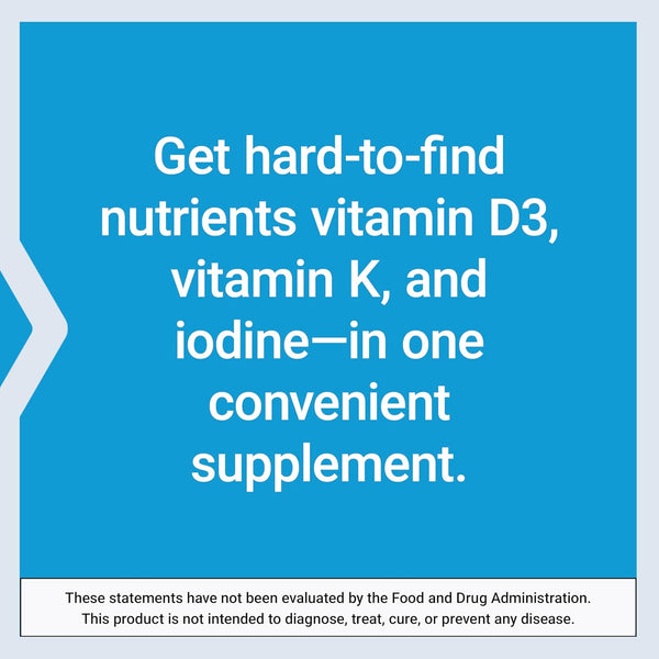 Life Extension Vitamins D and K with SeaIodine Bone Brain Thyroid Arterial Support Non GMO Once Daily Gluten Free, 60 Count 60 Count (Pack of 1)