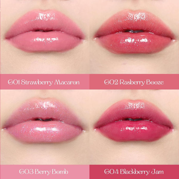 Flower Knows Violet Strawberry Rococo Glowy Lip Gloss-Moisturizing Tinted Lip Oil-Hydrating Lip Makeup for Girls&Women-Vegan & Cruelty-Free-0.12