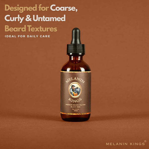 Melanin Kings Beard Oil for Black Men - Specialized Formula for Black Men - with Ancient African Ingredients - 100% Natural Ingredients - 2Fl. Oz.