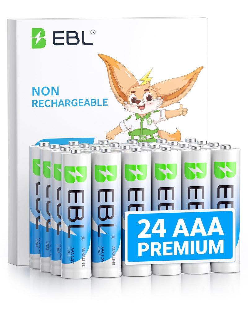 EBL AAA Batteries 24 Pack, 1.5V Alkaline Triple a Batteries, Long-Lasting Alkaline Power for All Your Devices, 10-Year Shelf Life
