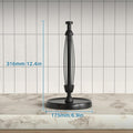 Paper Towel Holder Countertop, One-Handed Tear, Stainless Steel, Weighted Base, Black, Paper Towel Roll Holder Stand with Ratchet Mechanism for