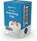 Amazon Basics Trash Bags, Tall Kitchen Drawstring, Unscented, 13 Gallon, 45 Count, Pack of 1