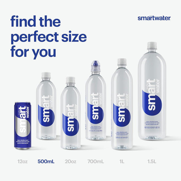 Smartwater Vapor Distilled Premium Water , 16.9 Fl Oz (Pack of 6)