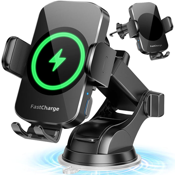 Wireless Car Charger, Fast Charging Phone Holder 3 in 1 Phone Mount Auto Clamping Car Accessories Compatible with Iphone 16 15 14 13 12 11 Xs XR,