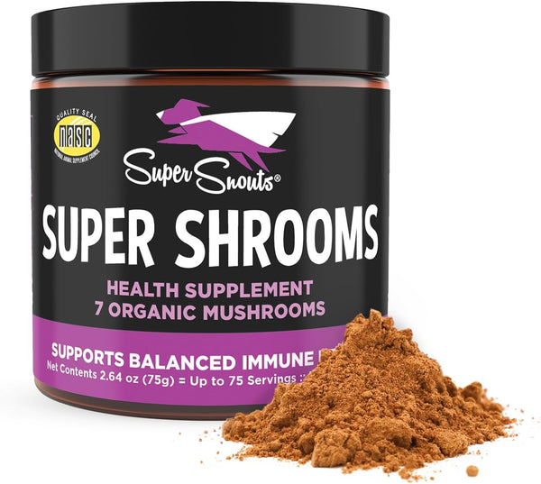 Super Snouts Super Shrooms Mushroom Immune Support Supplement for Dogs and Cats, 2.64 Oz - Made in USA Organic Non-Gmo, Immune Health for Strong