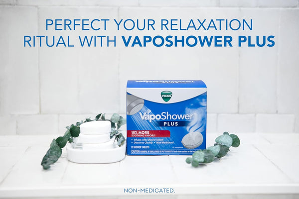 Vicks, VapoShower Plus, Shower Steamers, Eucalyptus Shower Steamer & Menthol Scent, Clean Dissolving Vapor Shower Tablets, Aromatherapy Shower