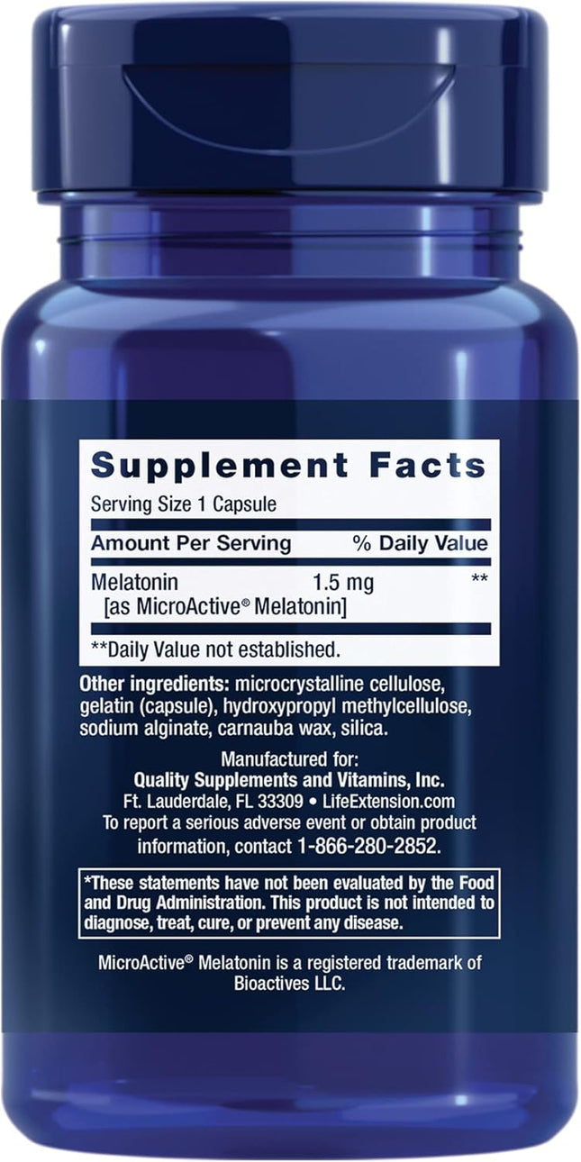 Life Extension Melatonin IR/XR, 1.5 Mg, Immediate- and Extended-Release Formula for Optimal Sleep Support, Healthy Circa