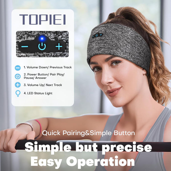 Sleep Headphones Bluetooth Headband for Side Sleeper 2-Pack, 14H Playtime, Wireless Headband Headphones with HD Stereo Speakers for