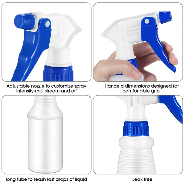 Yinder 18 Pcs 16 Oz Plastic Spray Bottle Bulk Empty Refillable Spray Bottles for Cleaning Solution Leak Proof Water Sprayer with Adjustable Nozzle