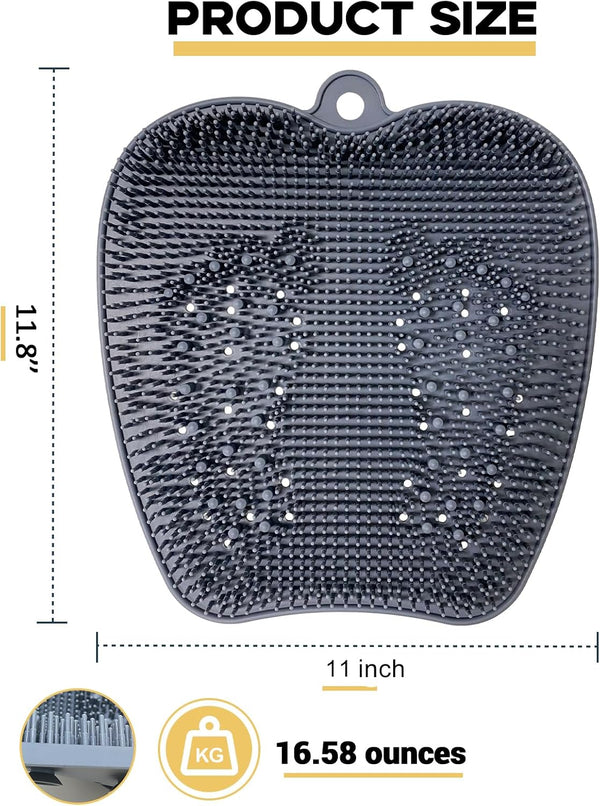 Extra Thicker & Larger Foot Scrubber Mat for Shower, Silicone Back Body Exfoliator Massager Cleaner Washer with Non Slip Suction Cup, Exfoliating
