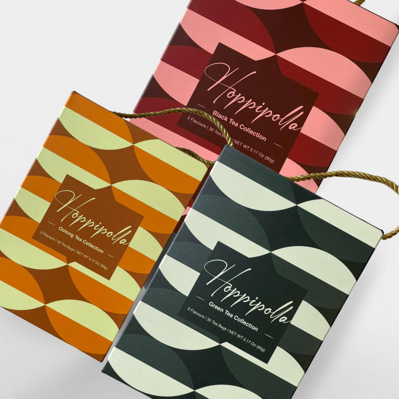 Hoppipolla Tea Gift Sets | Premium Black, Green, and Oolong Tea Variety Pack | Taiwan Assorted Tea Sets | 9 Unique Flavors | 90 Count Gift Set |