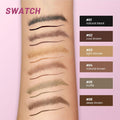 2-In-1 Curved Eyebrow Pen and Eyeliner with 10Pcs Brow Stencils, Microblading Eyebrow Pencil with 4 Fork-Tip and Curved Precise Tip, Waterproof