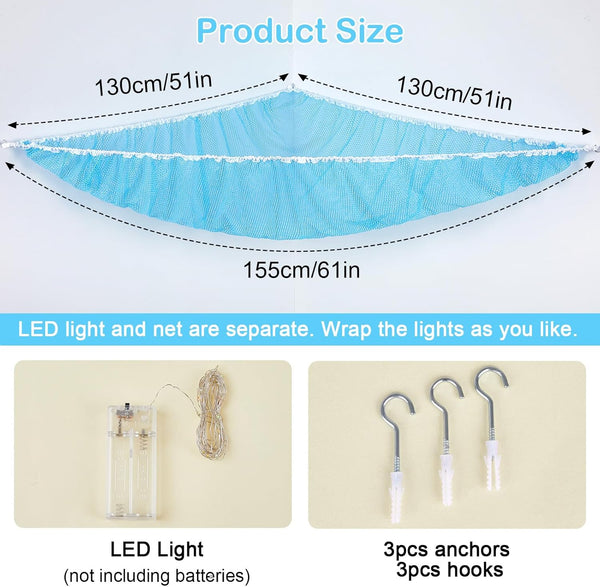 Basumee Stuffed Animals Net or Hammock with LED Light Hanging Toy Net Hammock for Stuffed Animals Storage Stuff Animals Hammocks for Nursery Kids