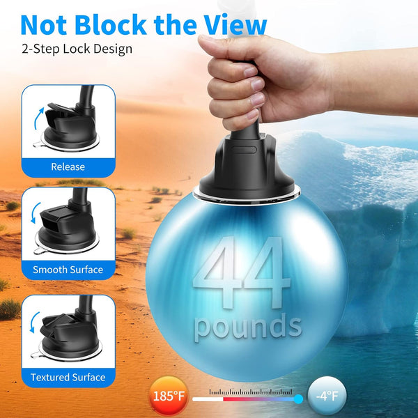 Apps2Car Magnetic Car Phone Holder Mount [6 Strong Magnets], Cell Phone Holder Car [Suction Cup], Phone Car Holder Mount [Windshield Dashboard]