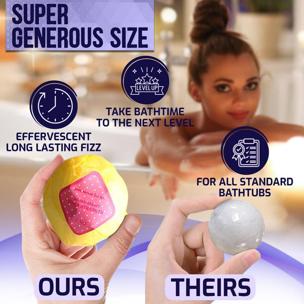 Bath Bombs Gift Set - Ultra Bubble XXL Fizzies (6 X 4.1 Oz) with Natural Dead Sea Salt Cocoa and Shea Essential Oils, the Best Birthday Gift Idea
