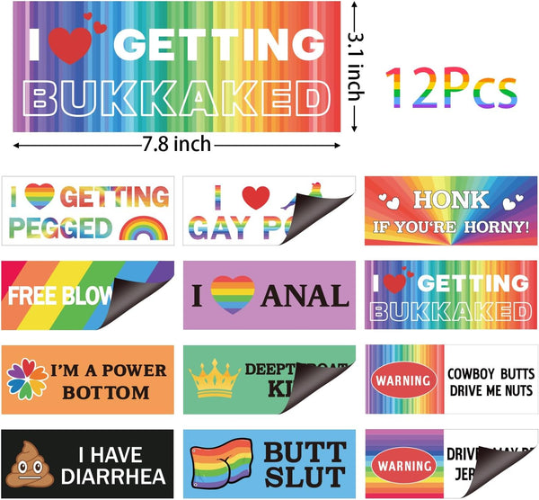 Ricabili LGBTQ Pride Prank Bumper Stickers - 12Pcs Rainbow Pride Funny LGBTQ Prank Bumper Stickers Strong Magnetic Car Home Decor Good LGBTQ Gift