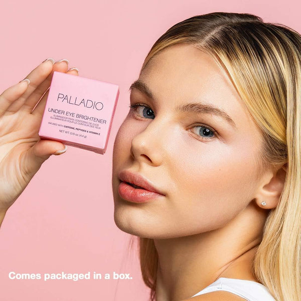 Palladio under Eye Brightener, Conceal, Brightens, Reduces Appearance of Dark Circles, with Caffeine Peptides & Vitamin E, Tired Skin Color