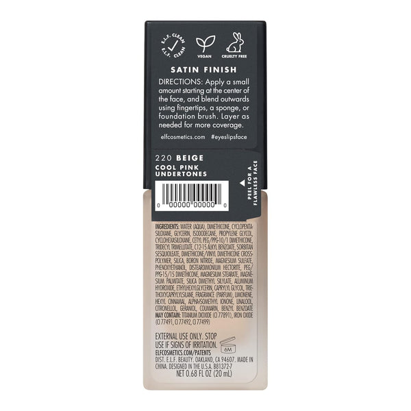 E.L.F. Flawless Finish Foundation, Improves Uneven Skin Tone, Lightweight, Medium Coverage & Semi-Matte, Vegan & Cruelty-Free, Beige 0.68 Fl Oz