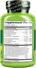 NATURELO Vitamin B Complex with Methyl B12, Methyl Folate, Vitamin B6, Biotin plus Choline, Coq10, and Fruit & Vegetable Blend - Supports Energy &