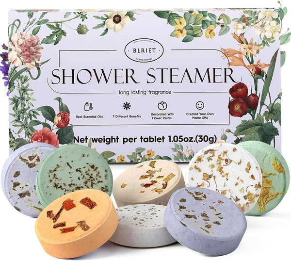 Shower Steamers Aromatherapy BLRIET 8 Pack Gifts for Women Mother Day Gift Mom Men, Birthday Gifts for Her Stress Relief Home Spa, Lavender