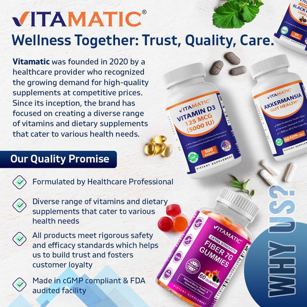 Vitamatic Lactobacillus Salivarius 2 Billion per DR Capsule - 60 Count - Digestive Support - Made with Prebiotic Inulin Fiber (1 Bottle)