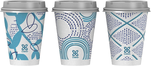 Dixie to Go Medium Paper Coffee Cups with Lids, 12 Oz, 26 Count, Disposable Cups for On-The-Go Hot Beverages