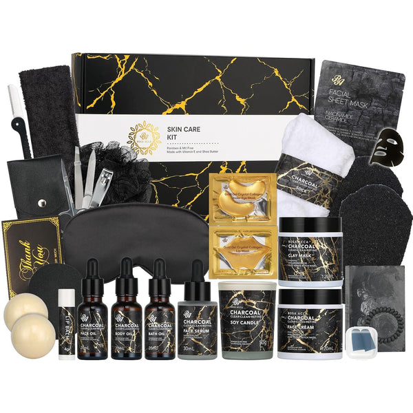 Father'S Day Gift, Skin Care Set, 28Pcs Body & Facial Kit Gifts for Women & Men Includes Face Cream, Bath Oil, Scented Candle, Hyaluronic Acid