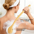 Body Brush Back Scrubber,18.7 Inch Long Handle Detachable Body Brush with Dual Brushing Heads for Dry Brushing Shower, Bamboo Medium Firm Bristle