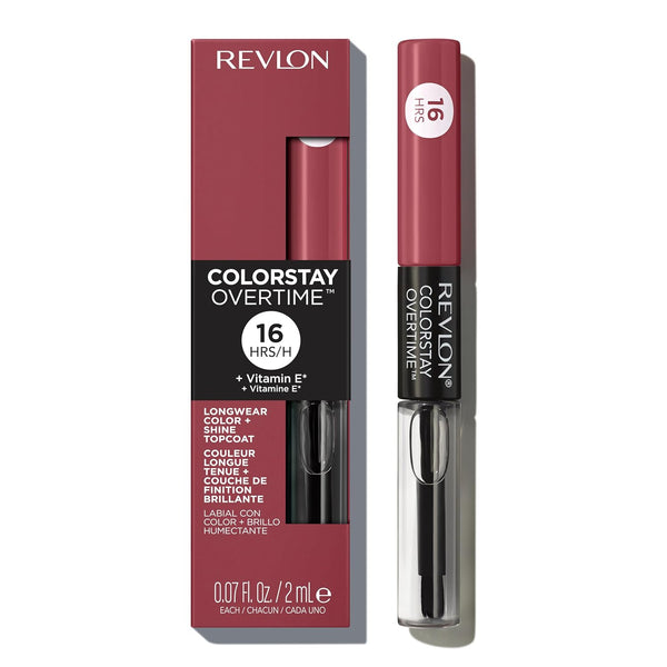 Revlon Liquid Lipstick with Clear Lip Gloss, Colorstay Overtime Lipcolor, Dual Ended with Vitamin E, 380 Always Sienna, 0.07 Fl Oz