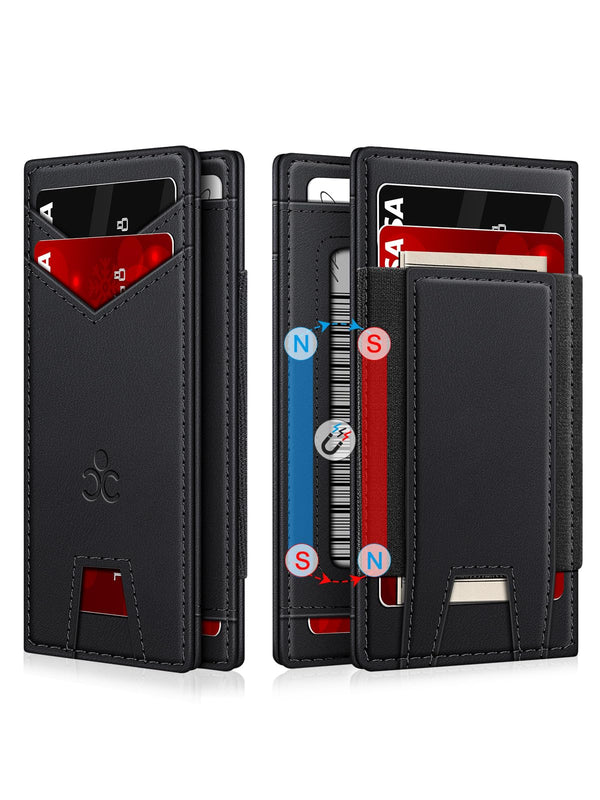 Wallet for Men Slim Leather Wallets for 9-13 Cards, RFID Blocking Thin Card Holder Wallet with ID Window & Stretchable Cash Slot, Minimalist