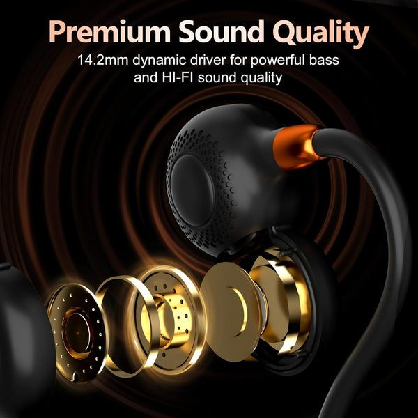 Ortizan Open Ear Headphones, Bluetooth 5.3 Wireless Air Conduction Headphones Sport Earbuds, Premium Sound, IPX6 Waterproof, Clear Call, 19G