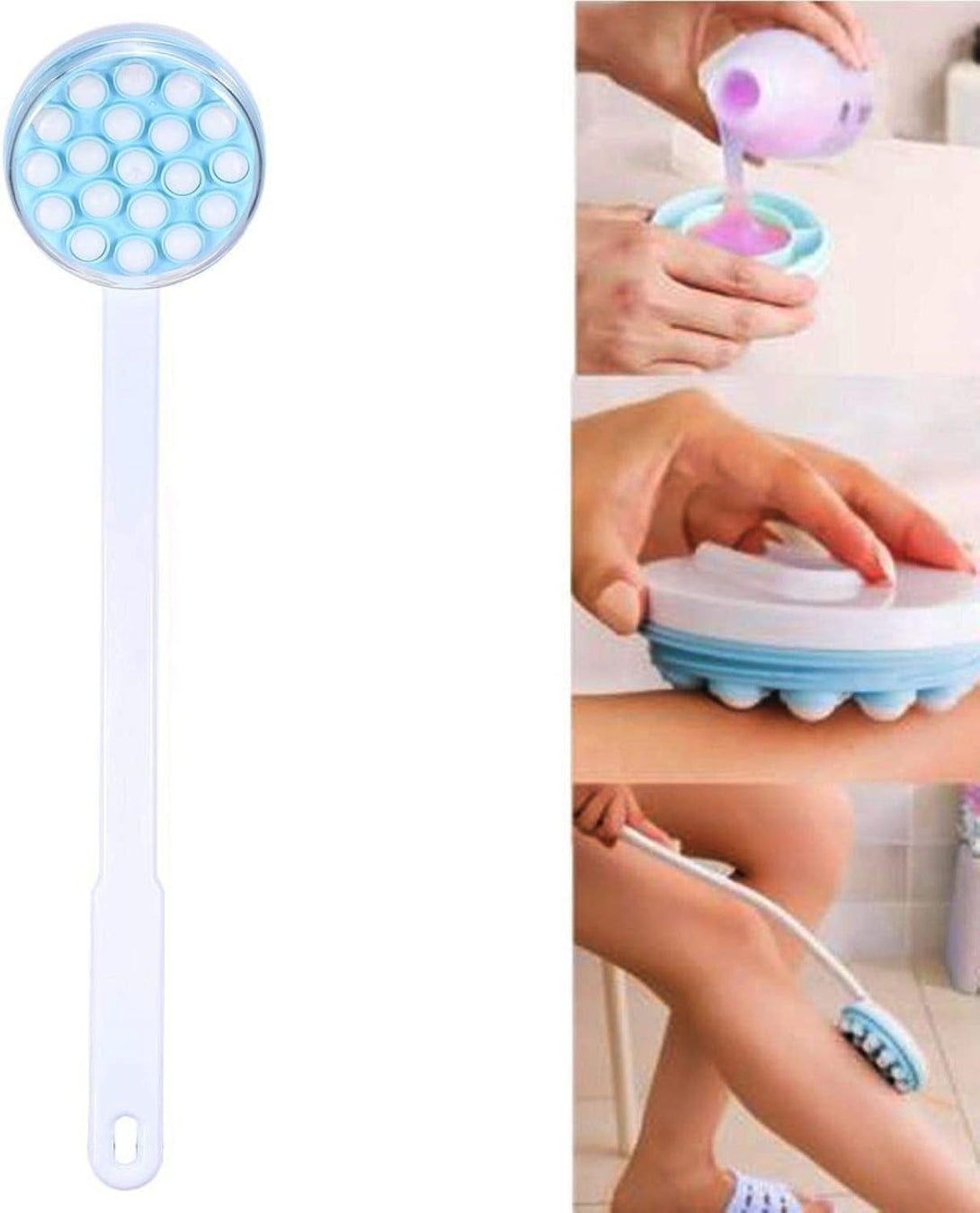 Joyzan Back Lotion Applicator, Long Self Handled Bath Massager Roll Reach Shower Brush Target Tanner Dispenser Wand Curved Rotating Head Sunscreen Skin Cream Gel Legs Feet Elderly Moisturizer Women