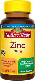 Nature Made Zinc 30 Mg, Dietary Supplement for Immune Health and Antioxidant Support, 100 Tablets, 100 Day Supply