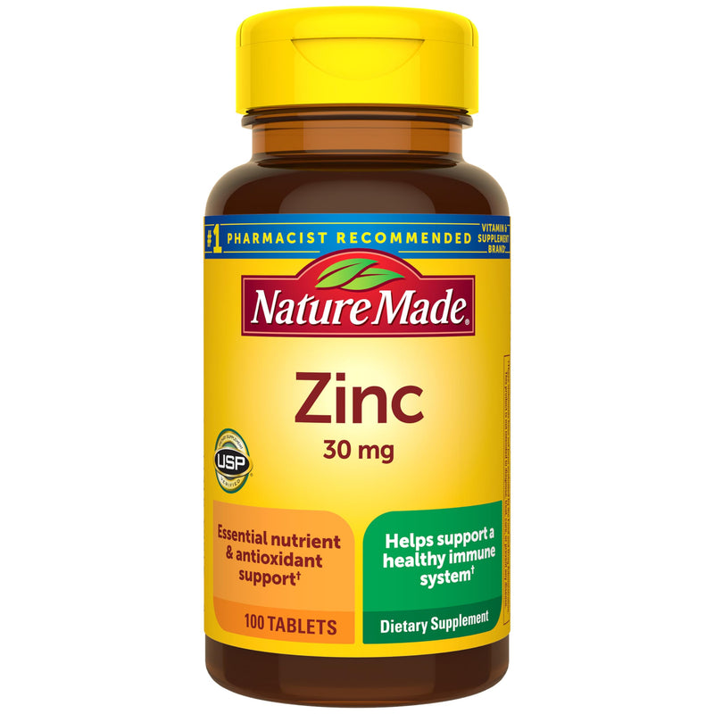 Nature Made Zinc 30 Mg, Dietary Supplement for Immune Health and Antioxidant Support, 100 Tablets, 100 Day Supply