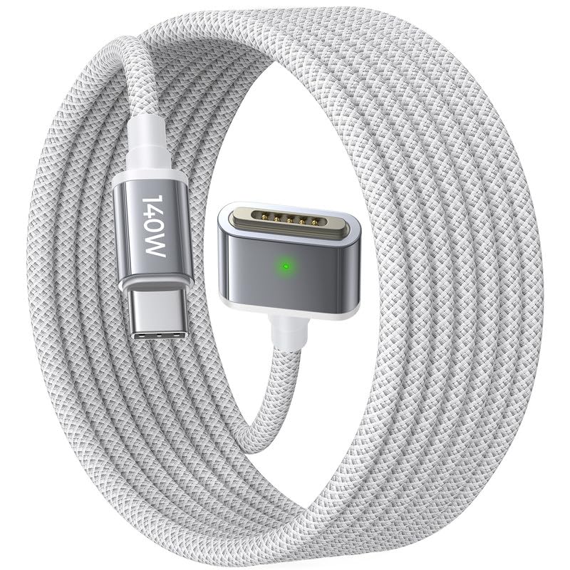 LISEN USB-C to Magnetic 3 Cable (6.6FT) for M4 Macbook Air Pro Charger, 140W Magnetic Safe 3 Cable for Macbook Air (15''/13'' M4 2025, M3 2024, M2
