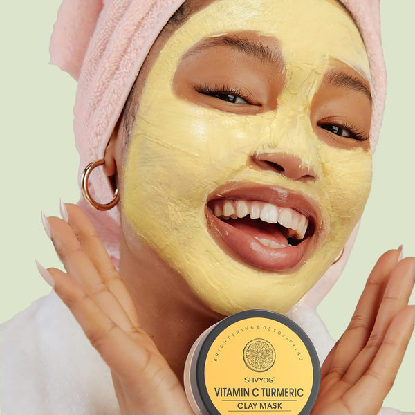 4 Pcs Clay Facial Mask Set - Turmeric, Vitamin C, Green Tea, Dead Sea Mud, and Rose Clay Skin Care Mask for Deep Cleansing, Moisturizing, and