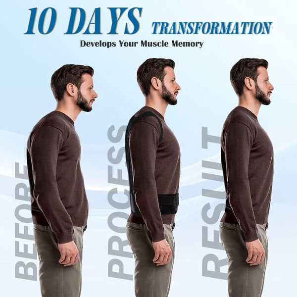 Back Brace Posture Corrector for Men Women (40-45"), Adjustable Full Back Brace and Shoulder Back Straightener, Scoliosis and Hunchback
