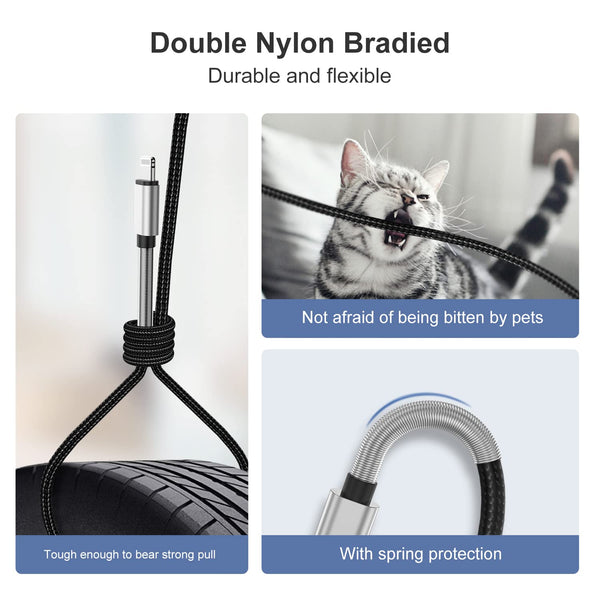 Cabepow 15 FT Extra Long Iphone Charger Cord,[Apple Mfi Certified] Long Apple Lightning Cable 5M,2.4A Nylon Braided Iphone Fast Charging Cord for