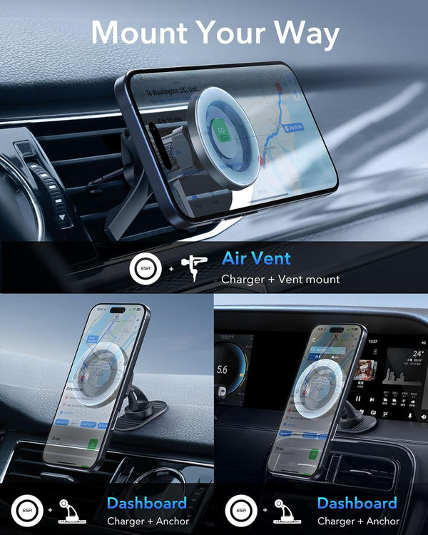 ESR for Magsafe Car Mount, Air Vent/Dashboard Magnetic Phone Holder for Car, Strong Magnets,Car Phone Holder Mount for Iphone