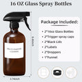 Empty Amber Glass Spray Bottles with Adjustable Nozzle - Large 16 Oz Refillable Bottle Is Great for Essential Oils, Plants, Cleaning Solutions,