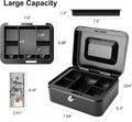 Jssmst Locking Medium Steel Cash Box with Money Tray,Lock Box,Black