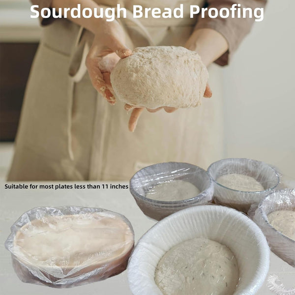 Plastic Bowl Covers Elastic Reusable for Sourdough Bread Proofing,200 Pcs Stretchable Food Wrap,Outdoor Picnic and Kitchen Food Covers