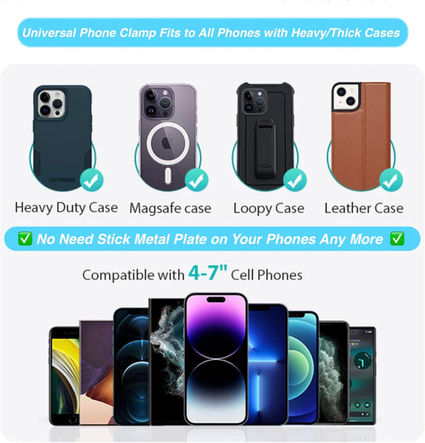 Magnetic Phone Holder Mount for Golf Cart [Upgraded Metal Joint], Magnetic Golf Cart Phone Holder [Big Phones & Thick Cases Friendly] Compatible