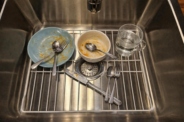 SOFINNI Sink Protectors for Kitchen Sink Bottom with White Coating Grate Insert Grid Sink Bowl Drying Rack Steel Medium (12.5" X 16.25")