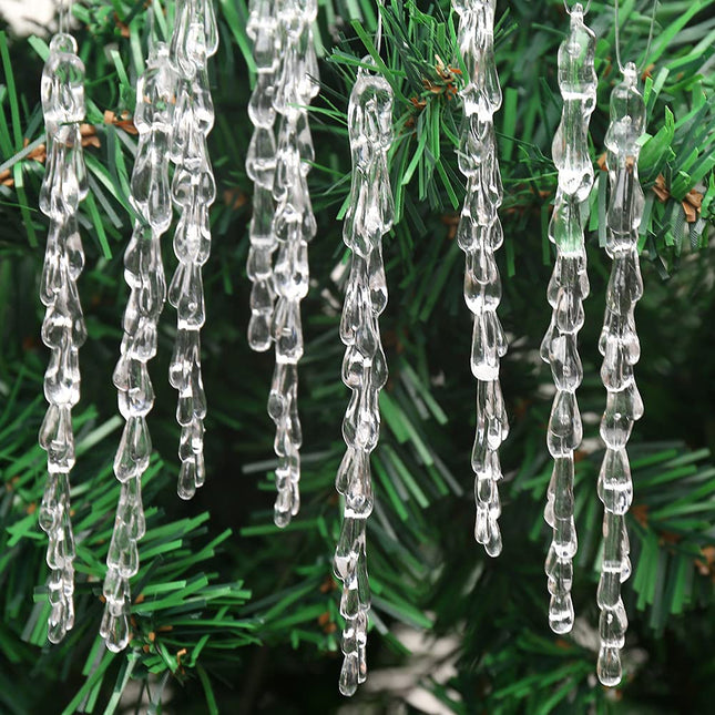 Icicle Ornaments 25 Pcs Icicles Pendant Set Christmas Decoration Acrylic Clear Icicles with Approx 11 Yard Cord for Chri