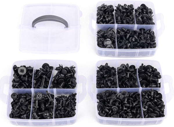 GOOACC 635Pcs Car Push Retainer Clips & Auto Fasteners Assortment -16 Most Popular Sizes Nylon Bumper Fender Rivets with 10 Cable Ties and
