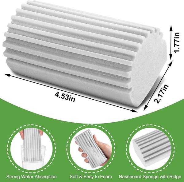 4-Pack Damp Clean Duster Sponge,Reusable Magic Dusting Sponge Brush for Cleaning Blinds, Glass, Baseboards,Vents,Railings,Mirrors,Window Track