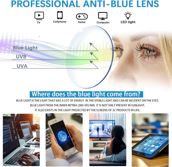 VIDEBLA 5 Pack Computer Reading Glasses Men and Women anti Eyestrain Blue Light Blocking Glasses for Reading (5 Mix-2, 1.75)