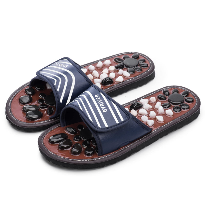 Acupressure Mat Pebble Foot Massager Relaxer Pain Relief Health Sandals Slippers Relaxation Gifts for Men Women(Blue25)