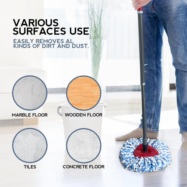 Spin Mop Replacement Head Rinseclean 2-Tank System, 6 Pack Mop Head Replacement, Microfiber, Machine Washable, Easy to Replace and Deep Cleaning